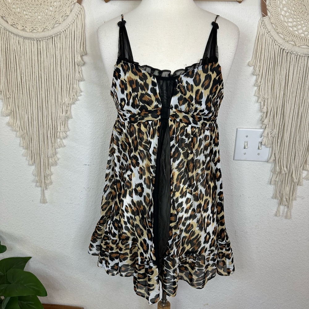 Betsey Johnson leopard print sheer nighty small